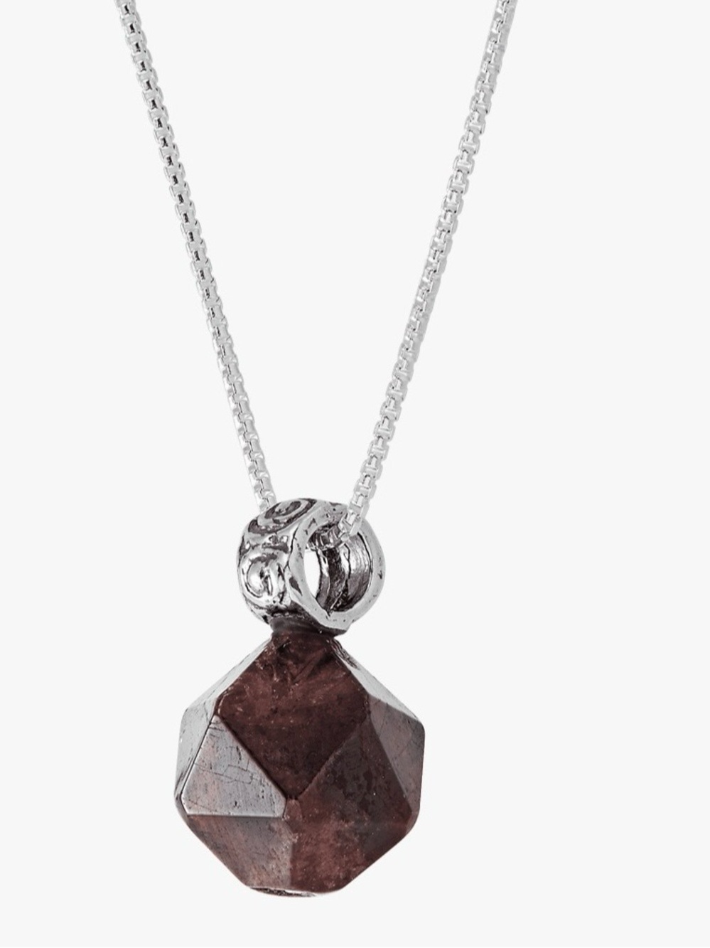 Silpada Sterling Silver 925  Geometric garnet Pendant Necklace 18” long